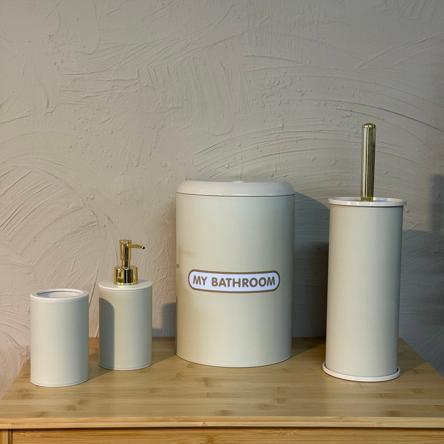 Emozione Metal 4 Parça Banyo Seti Krem