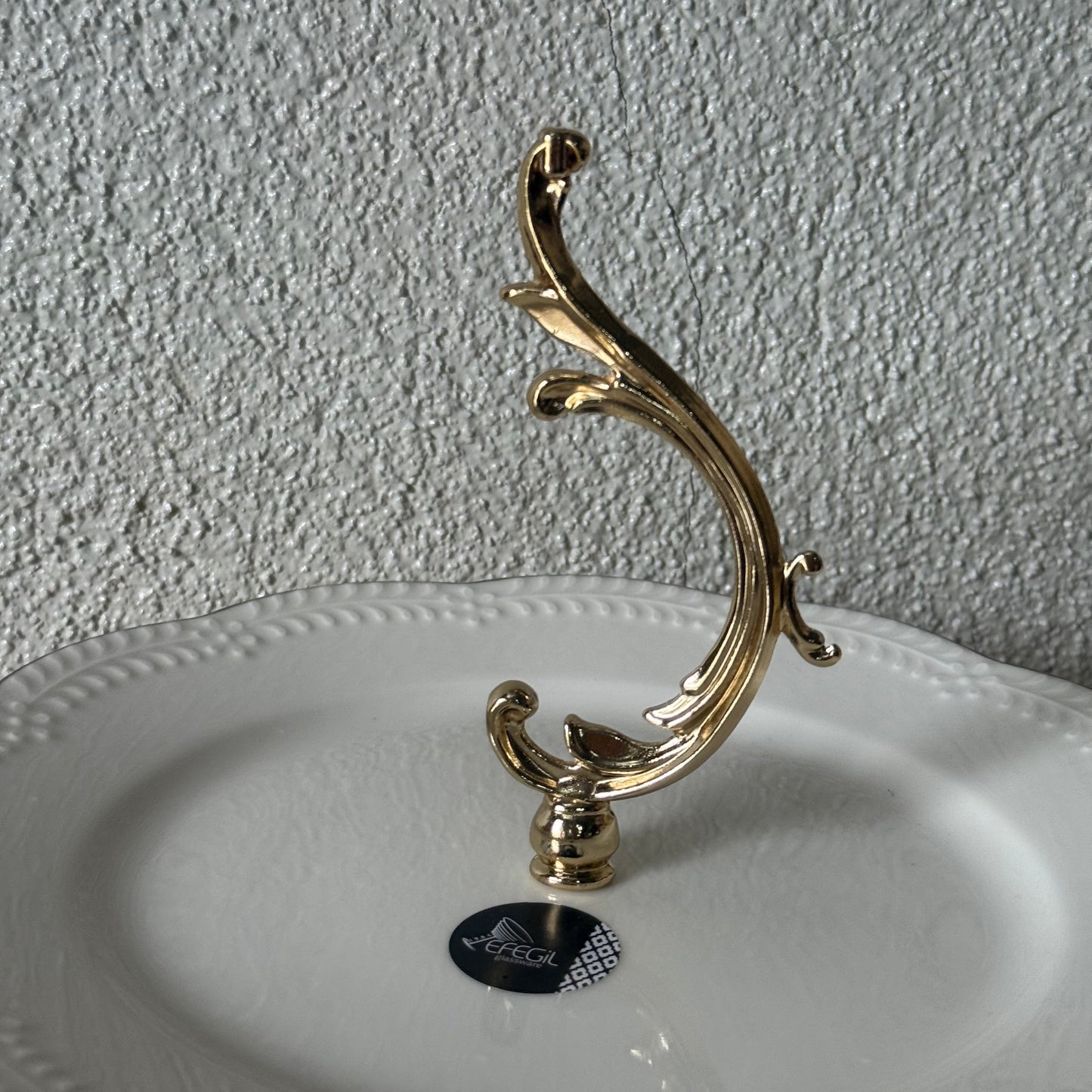 Firuze Gold Yaldızlı Porselen Ayaklı Sunumluk Tutmalı 25 cm Kod:3733