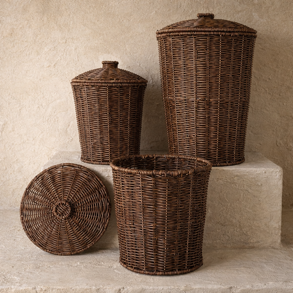 Sevarlly Rattan 3 Boy Patates Soğanlık Seti Kahve Rengi KOD:73418