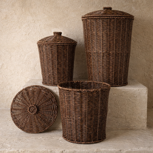 Sevarlly Rattan 3 Boy Patates Soğanlık Seti Kahve Rengi KOD:73418