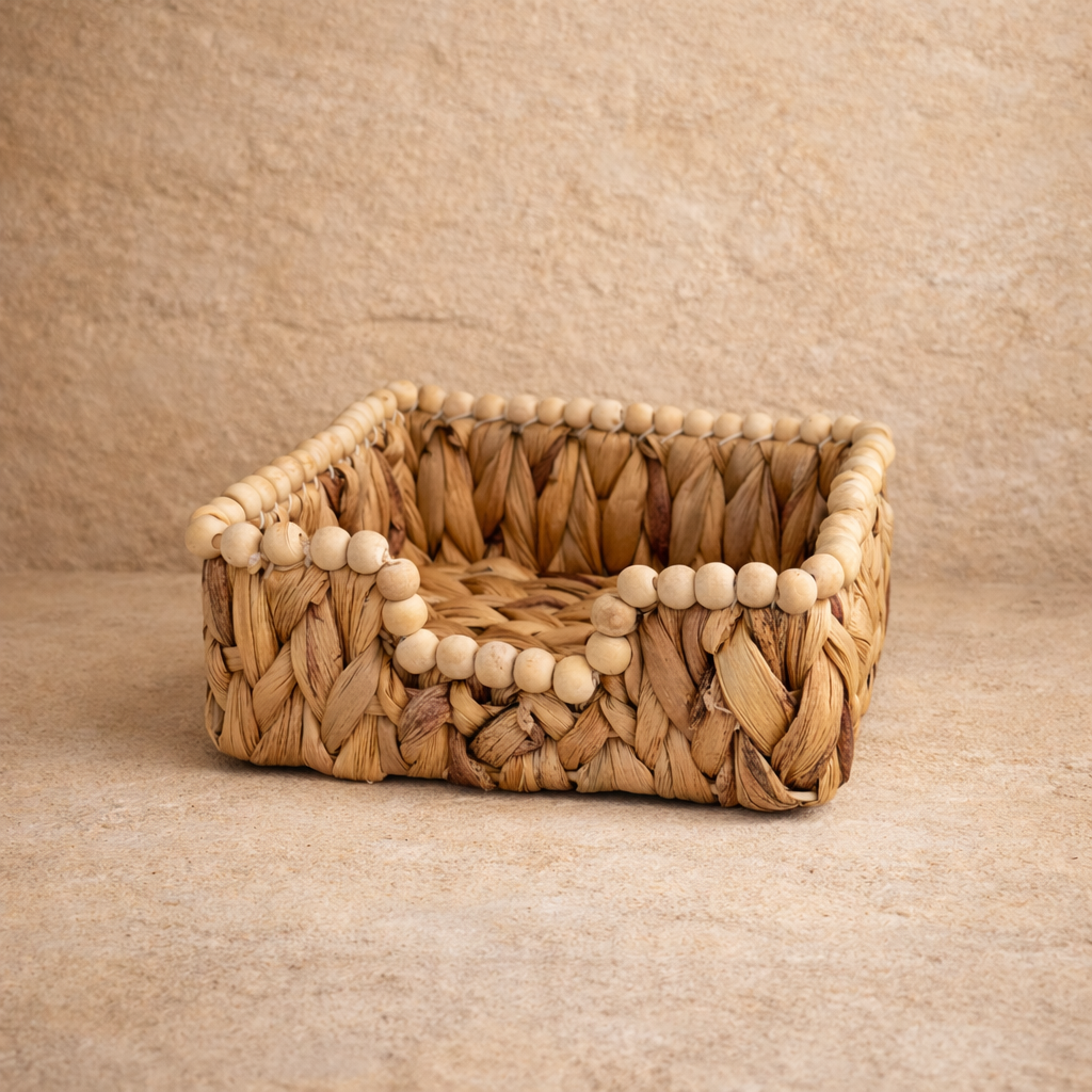 Savelly Kalın Örgü Hasır Boncuk Peçetelik 20x20 cm KOD:72242