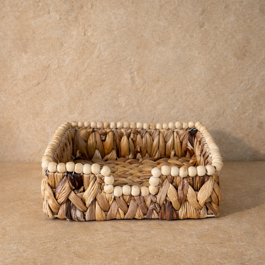 Savelly Kalın Örgü Hasır Boncuk Peçetelik 24x24 cm KOD:72234