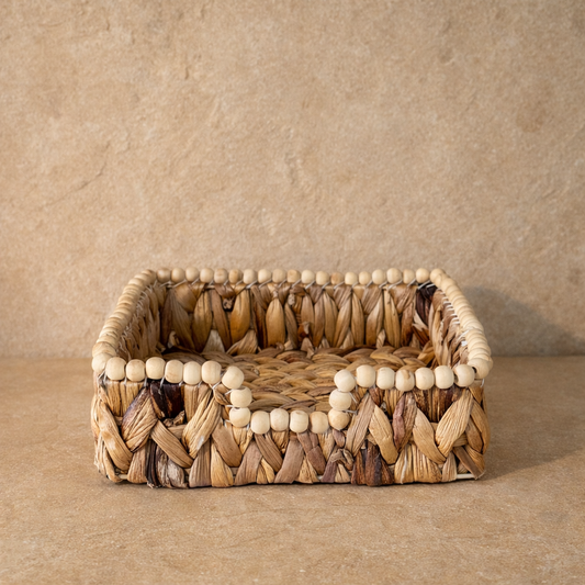 Savelly Kalın Örgü Hasır Boncuk Peçetelik 24x24 cm KOD:72234