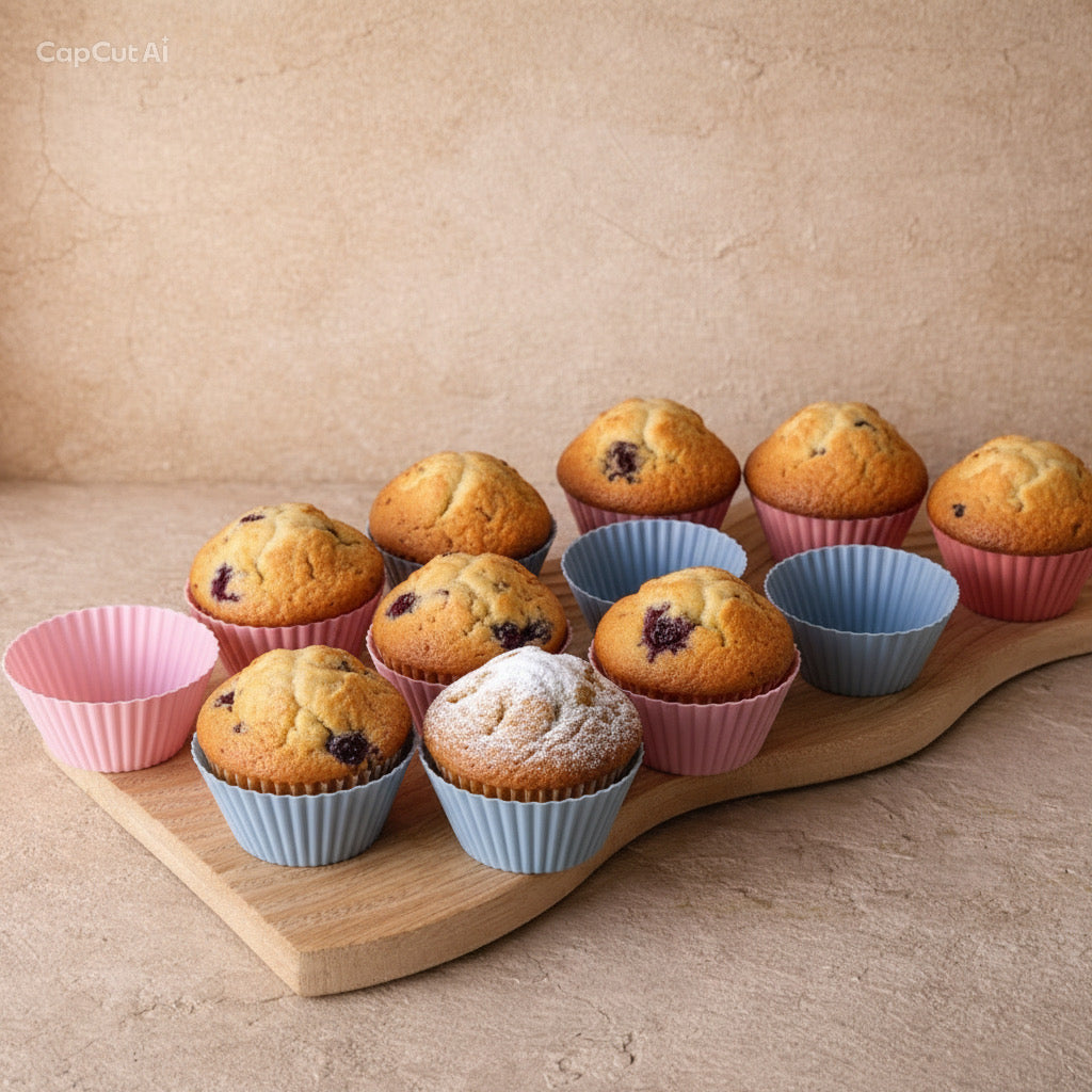 Muffin Silikon Yapışmaz Kek Kalıbı 12 Adet Set
