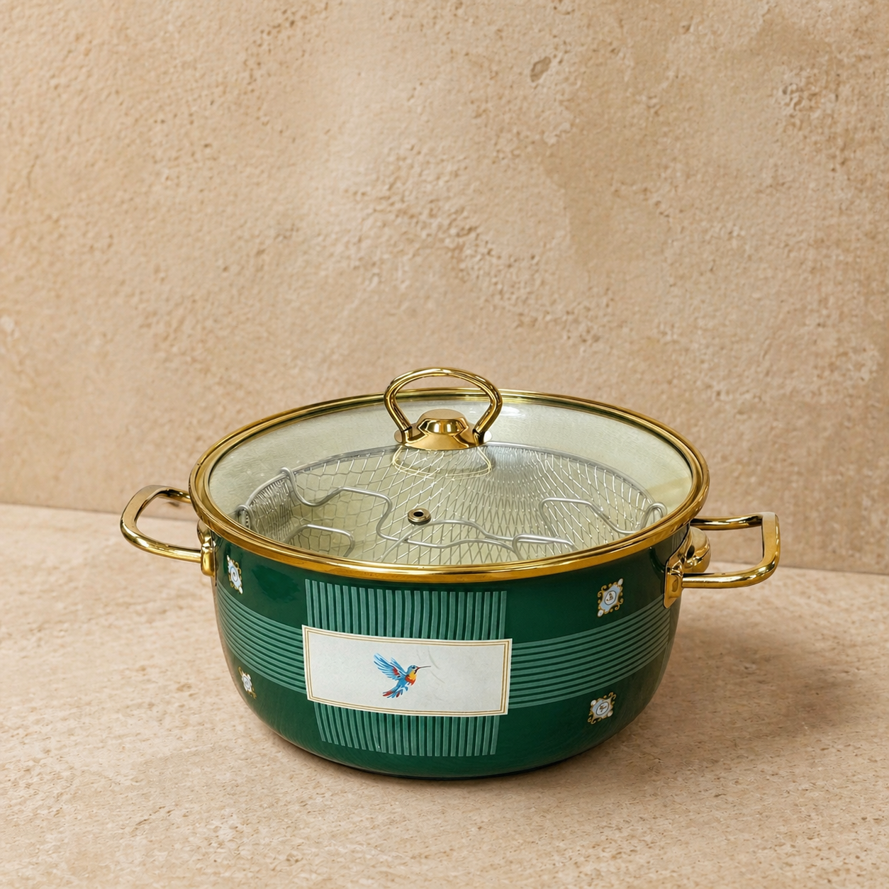 Pashally Emaye Fritöz Yeşil 22 cm KOD:0342