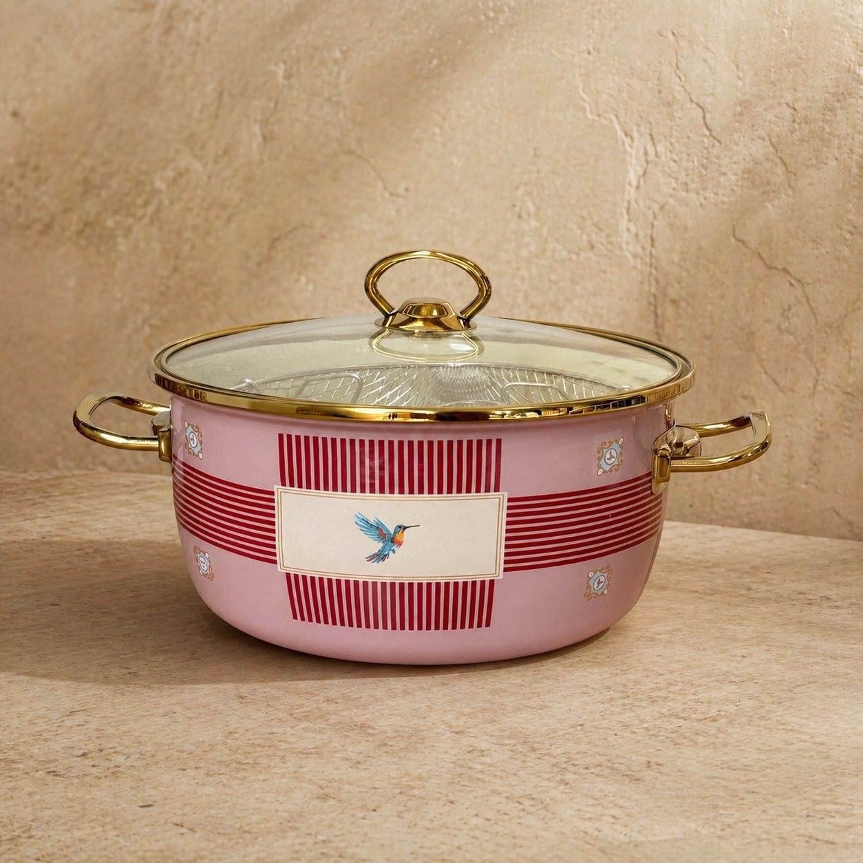 Pashally Emaye Fritöz Pembe-Kırmızı 22 cm KOD:0335