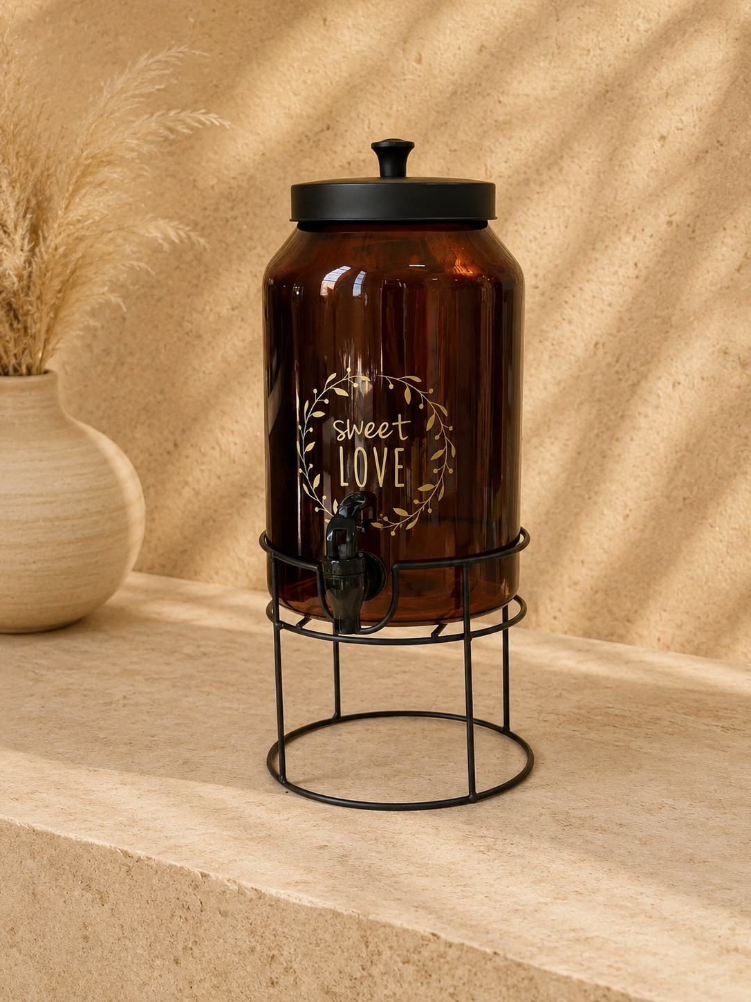 Milano Metal Standlı Cam Sebil Amber 4 Litre KOD:11327