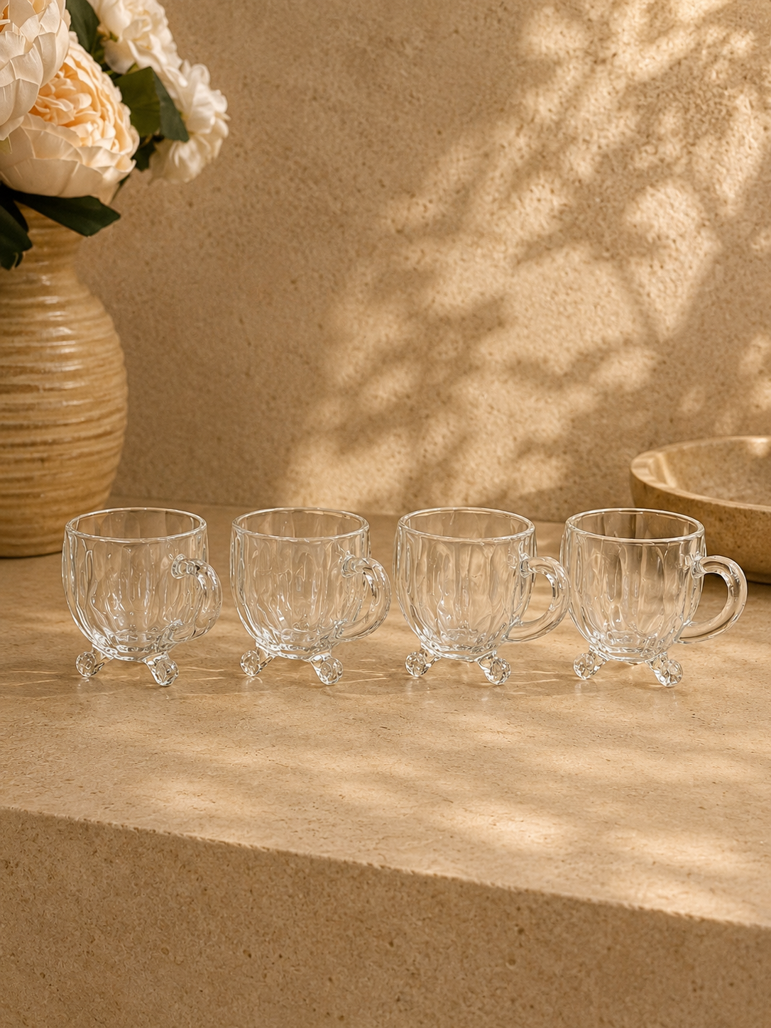 Richard 4 lü Cam Ayaklı Tombul Model Çay Kahve Bardağı Seti KOD:15720