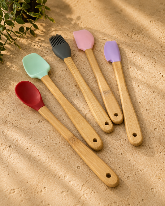 Robert Bambu Saplı 5 Li Silikon Spatula Seti KOD:15429