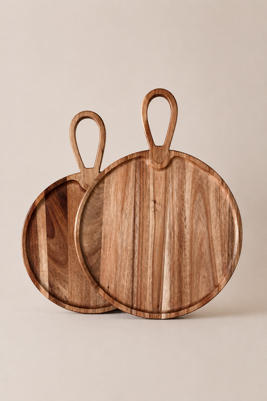 Milanny Akasya Ağacı Tutmalı Yuvarlak Sunumluk İki Boy 28 cm, 24 cm KOD:147-146