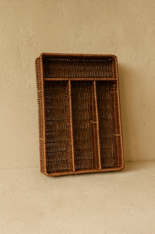 Com Rattan Bölmeli Kaşıklık Kahve Rengi KOD:355