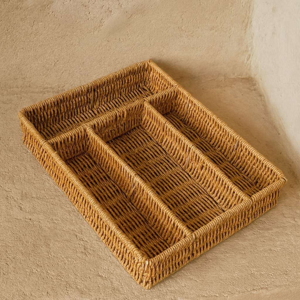 Com Rattan Bölmeli Kaşıklık Naturel KOD:355