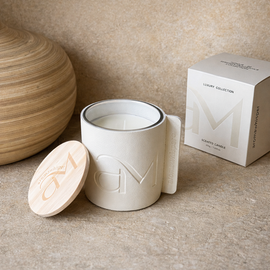 Candle Cam Bardak Deri Detaylı Mum Bergamot Kokulu KOD:1517