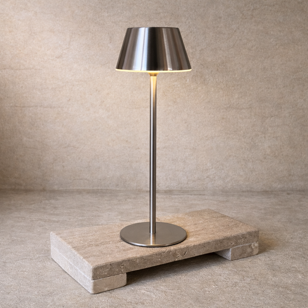Marina Şarjlı Masa Lambası Gümüş 32 cm
