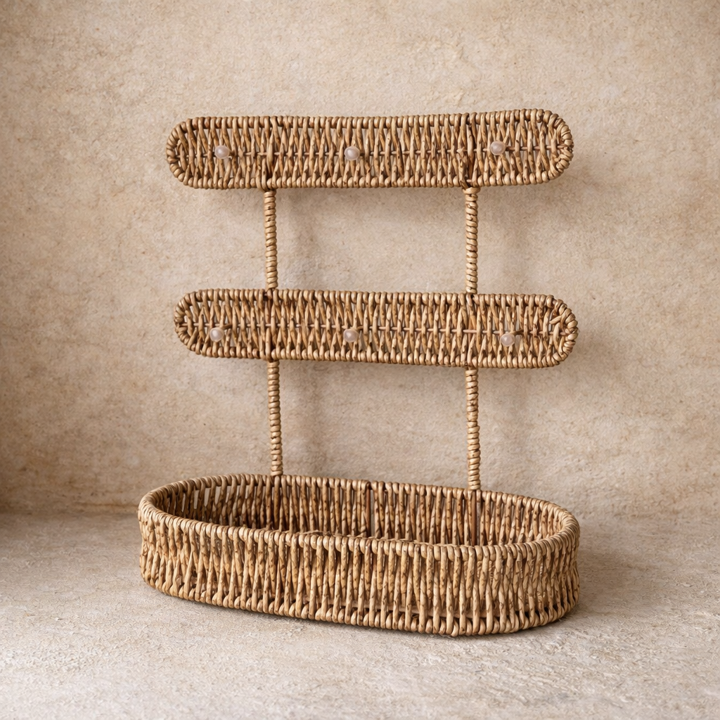 Evanev Rattan Fincan Askı Standı Kahve Rengi Kod:30479