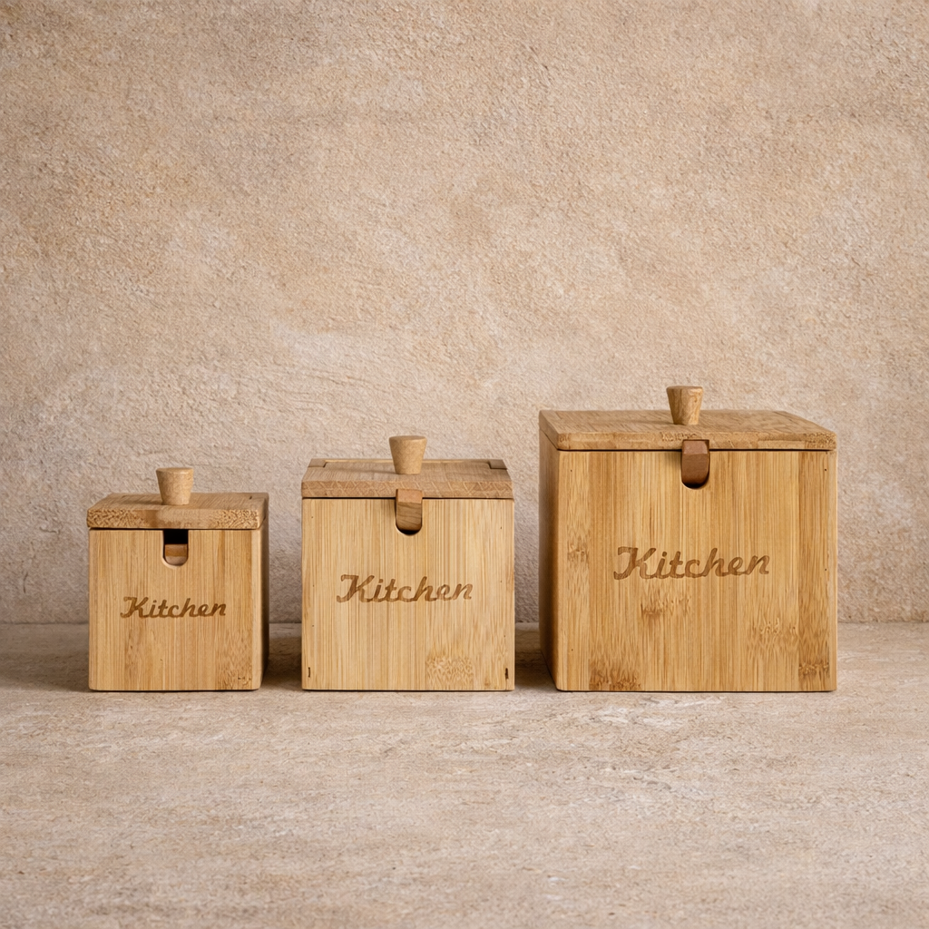 Molino Bambu Kare Kaşıklı Baharatlık Seti KOD:30459-58-57