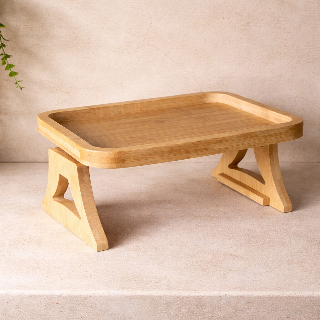 1 ALANA 1 BEDAVA Diamond Bambu Dikdörtgen Koltuk Kenarı TepsiKüçük Boy • 27x20 cm KOD:6592