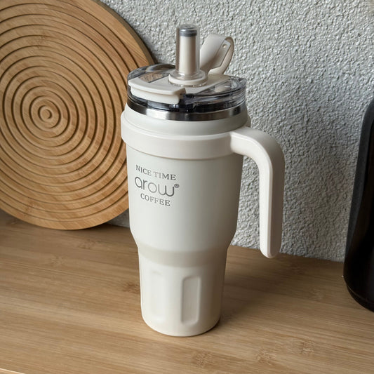 Arow Paslanmaz Çelik Tutmalı Termos Krem 1 Litre