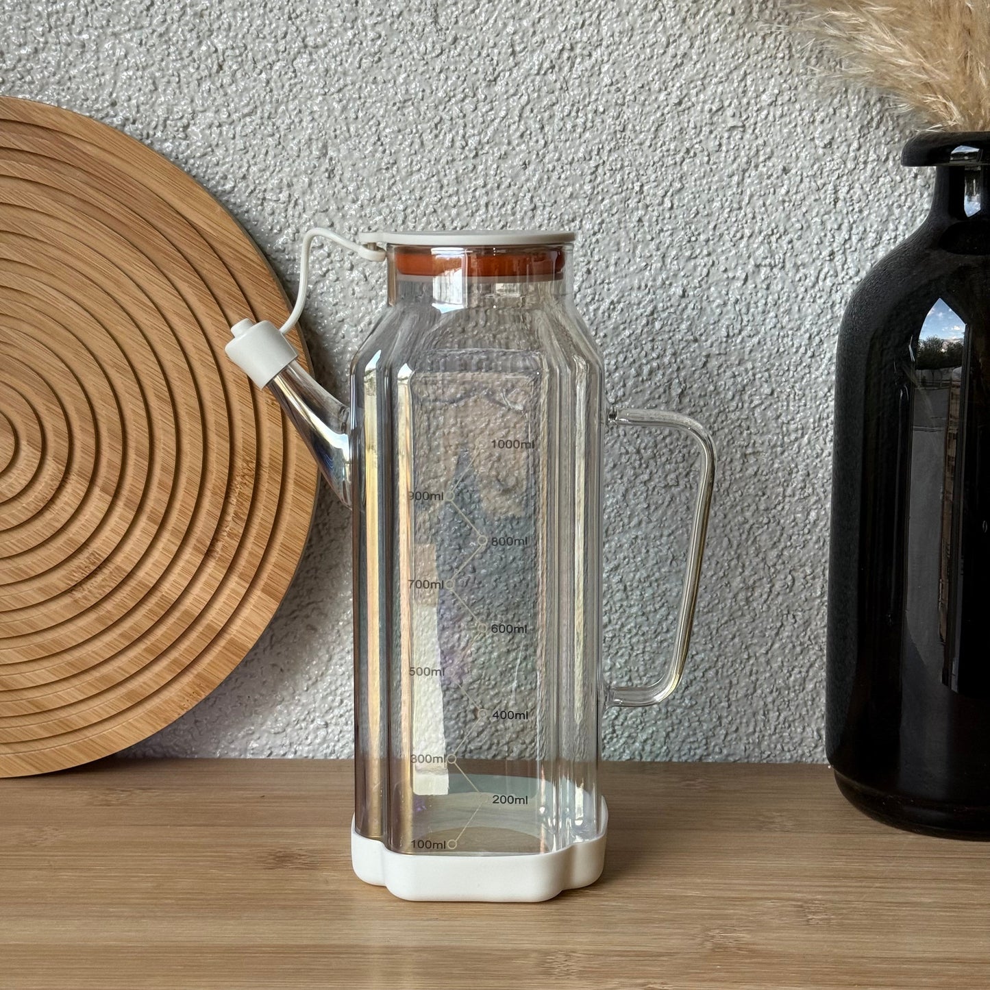 Mila Fluid Borosilikat Cam Yağdanlık Krem 1 Litre KOD.6512
