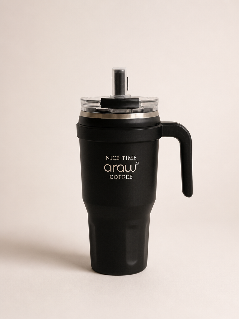 Arow Paslanmaz Çelik Tutmalı Termos Siyah 1 Litre