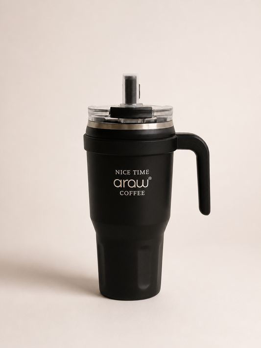 Arow Paslanmaz Çelik Tutmalı Termos Siyah 1 Litre