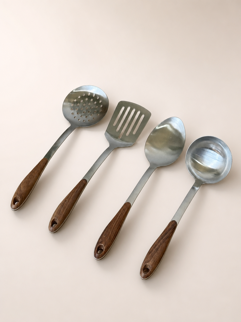 Cookerlly Ahşap Tutmalı Metal Mutfak Seti 4 Parça KOD:1764-65-66-67