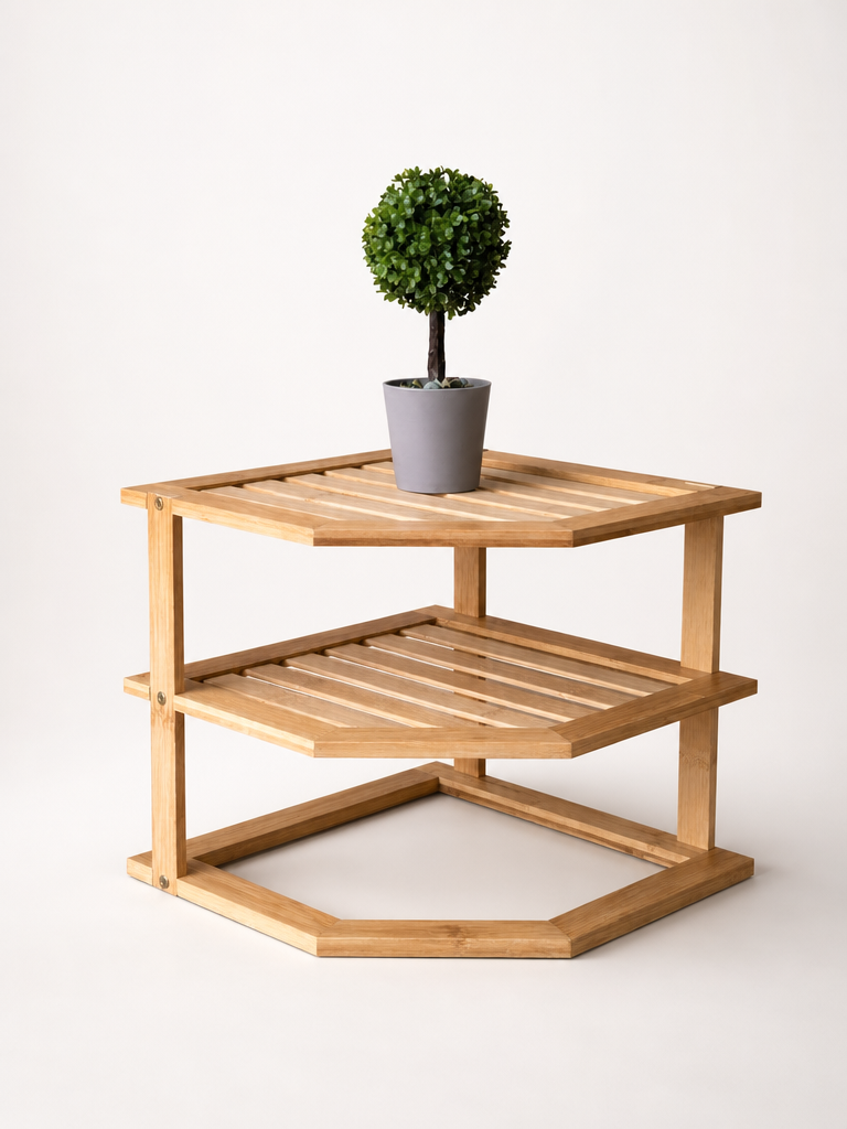 Decorev Bambu Köşelik 3 Katlı Tezgah Raf KOD:6713