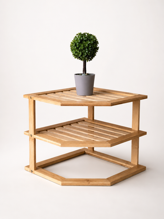 Decorev Bambu Köşelik 3 Katlı Tezgah Raf KOD:6713