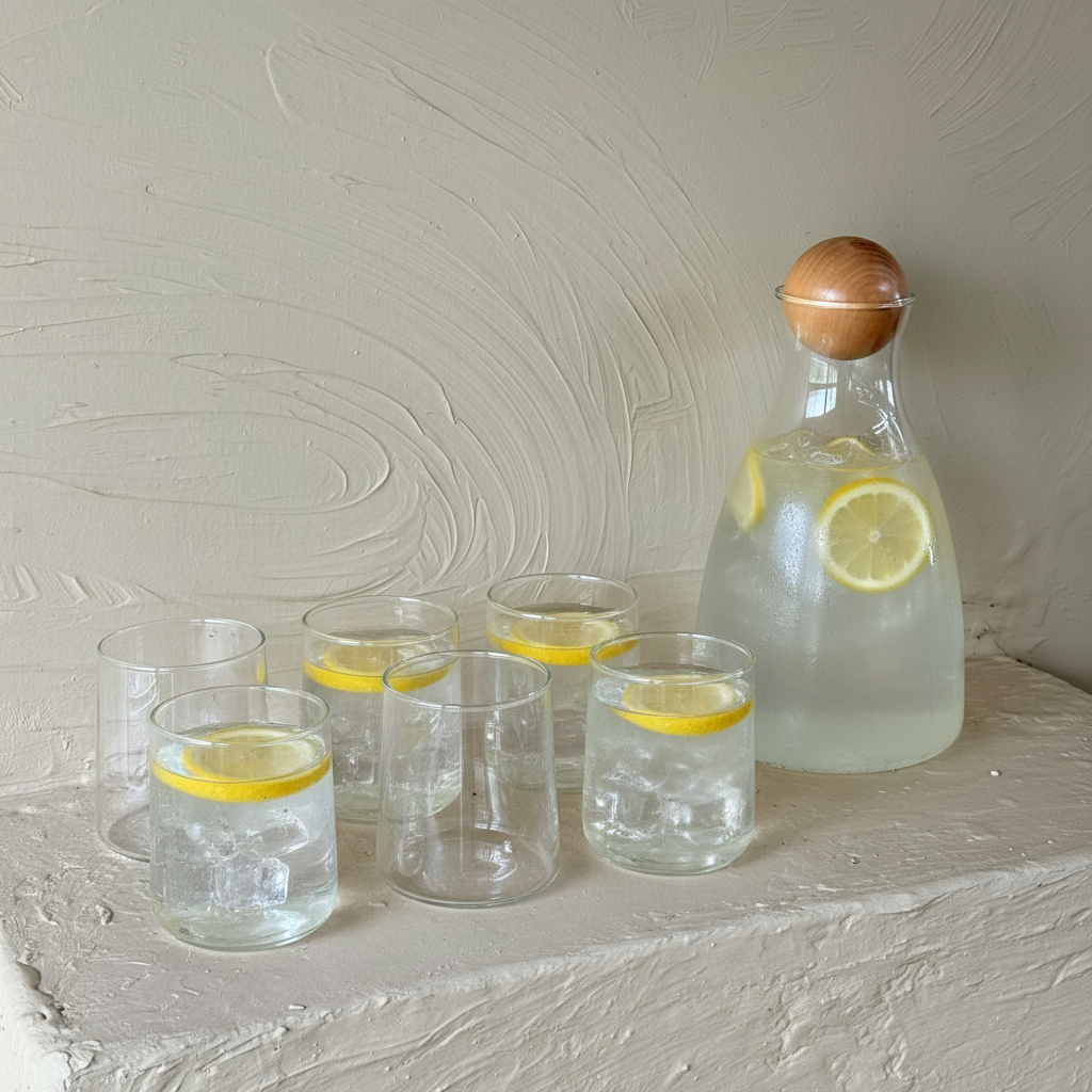 Delisoga Şeffaf Sürahi Set - Limonlu Su