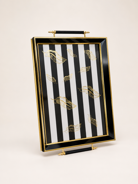 Goldenya Tutmalı Zebra Desen Tepsi Siyah-Beyaz KOD:5020-51