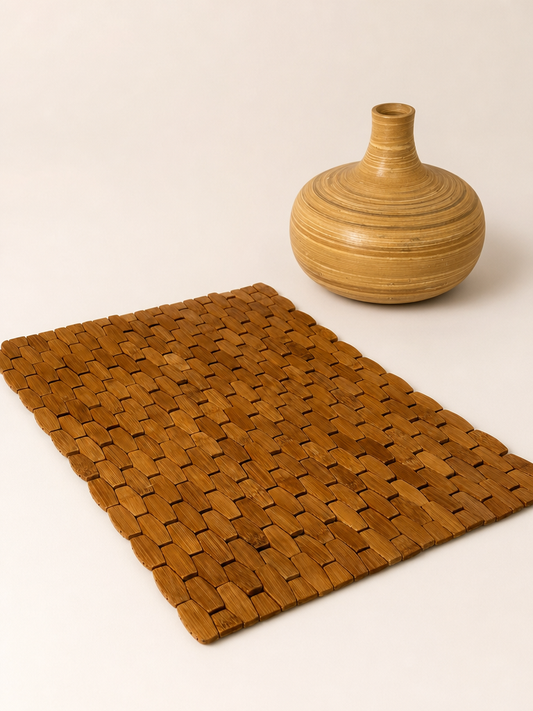 Maperlla Mozaik Bambu Banyo Paspas Kaydırmaz Taban 60x41 cm KOD:110038