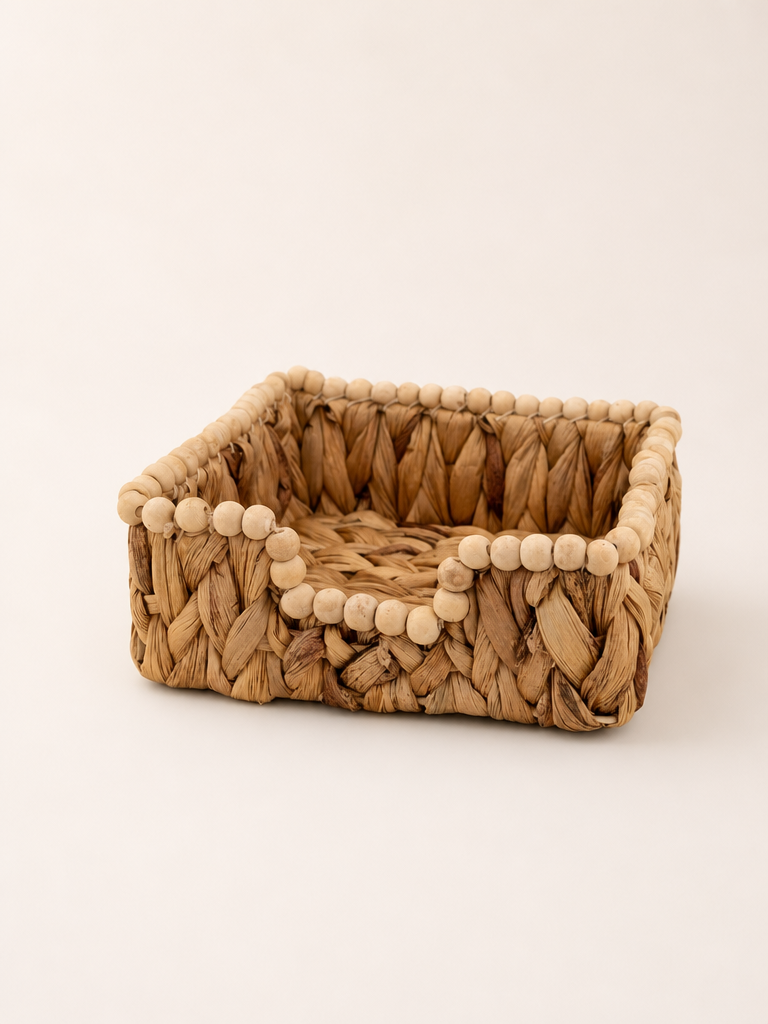 Savelly Kalın Örgü Hasır Boncuk Peçetelik 20x20 cm KOD:72242