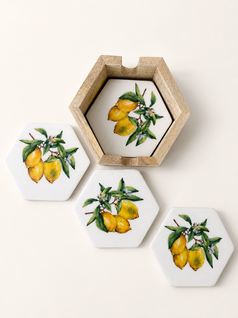 Selin Bardak Altlığı Lemon Desenli 4 Parça  KOD:HSL-10